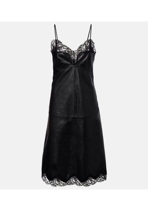 Magda Butrym Lace-trimmed leather midi dress