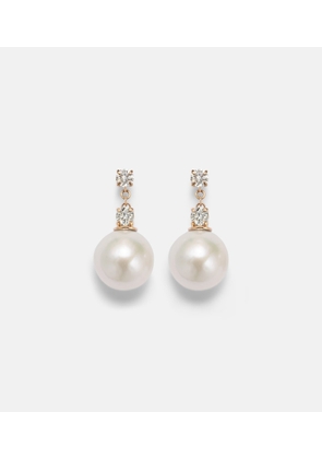Stone and Strand Essential 14kt gold drop earrings with pearls and diamonds