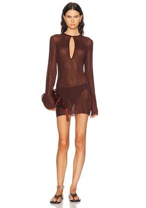SEROYA Emeri Metallic Dress in Rust - Rust. Size L (also in XS, S, M, XL).