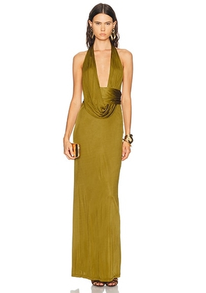 Retrofete Payton Dress in Ochre - Green. Size S (also in XS, M, L, XL).