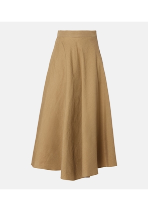 Max Mara Linen and silk twill midi skirt