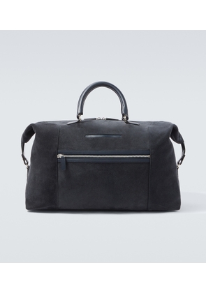 Kiton Leather-trimmed suede duffel bag