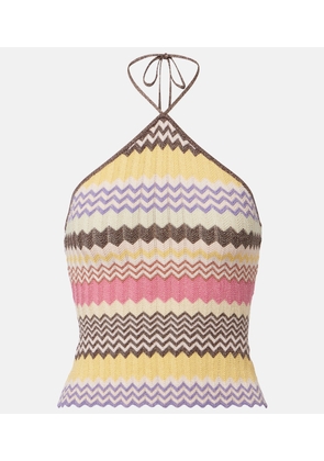 Faithfull Ria chevron halterneck lame top