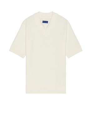 SATURDAYS NYC Alex Merino Wool Open Placket Polo in Ivory - Cream. Size L (also in ).