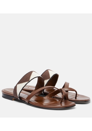 Manolo Blahnik Susastra cotton-trimmed leather sandals