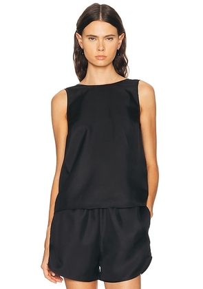 Loulou de Saison Gema Draped Open Back Top in Black - Black. Size L (also in S, M).