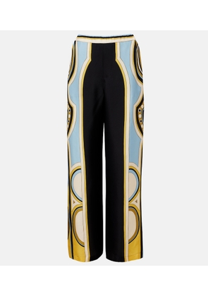 La DoubleJ Club printed silk twill wide-leg pants