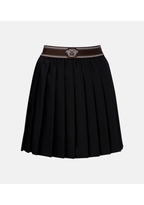 Versace Pleated wool and mohair miniskirt