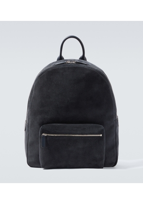 Kiton Leather-trimmed suede backpack