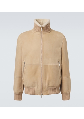 Brunello Cucinelli Shearling-lined suede bomber jacket