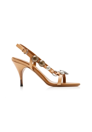 Miu Miu Embellished Leather Sandals - Moda Operandi
