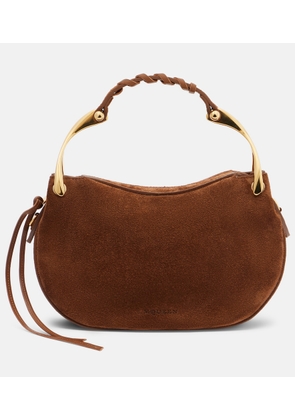 McQueen Wishbone Mini suede top-handle bag