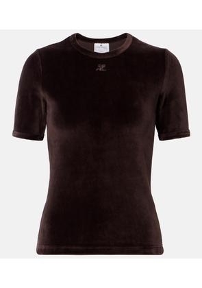 Courreges Cotton-blend velvet T-shirt