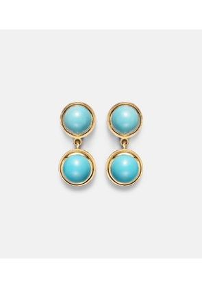 Ileana Makri 18kt gold drop earrings with turquoise and tsavorites