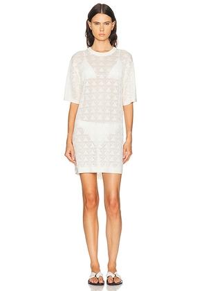 Loulou de Saison Armas Knit T-Shirt Dress in Ivory - Ivory. Size S (also in XS, M, L).