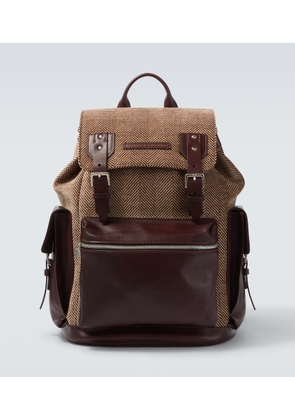 Brunello Cucinelli Leather-trimmed canvas backpack