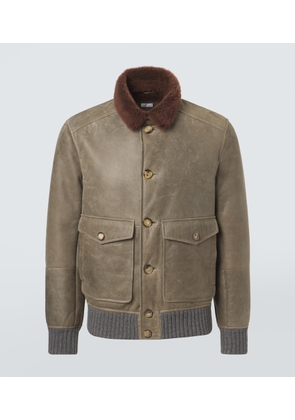Brunello Cucinelli Shearling-lined leather blouson jacket
