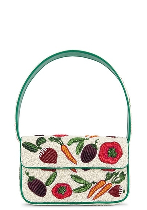 Staud Tommy Beaded Bag in Crudite - Cream,Green. Size all.