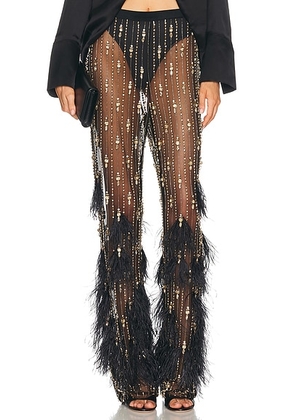 Lapointe Deco Stripe Embroidery Flare Pant in Black - Black. Size 8 (also in ).