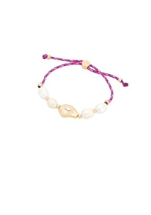 Ettika Gold And Pearl Cord Bracelet in Ivory.