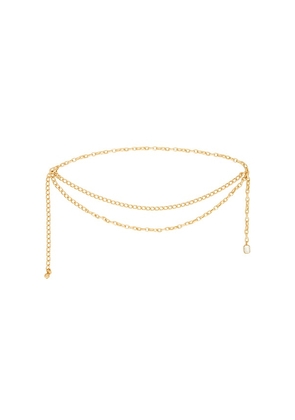 Ettika Crystal Pendant Chain Belt in Metallic Gold.