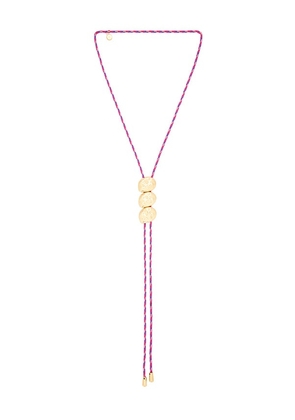 Ettika Corded Bolo Necklace in Pink,Metallic Gold.