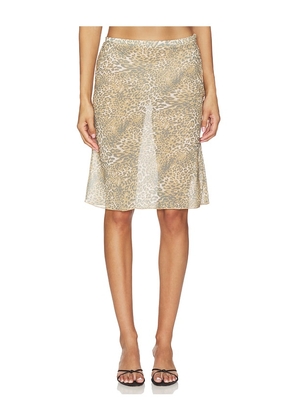 LIONESS Shoreline Midi Skirt in Brown. Size S. Also in XXS, XS, M, L, XL.