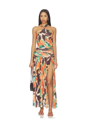 MISA Los Angeles Lacey Maxi Dress in Orange. Size XS. Also in XXS, S, M, XL.