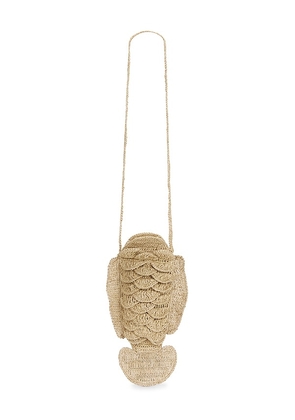 Madewell Crochet Fish Clutch in Tan.