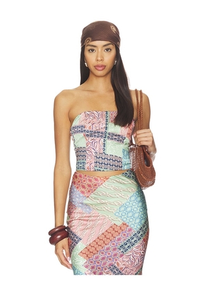 MISA Los Angeles Rhys Bandeau in Mauve, Blue. Size XS. Also in XXS, S, M, L, XL.