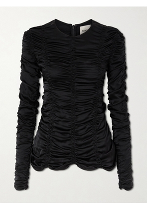 KHAITE - Rory Ruched Silk-satin Top - Black - x small,small,medium,large