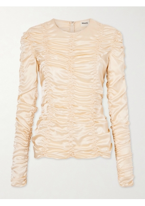 KHAITE - Rory Ruched Silk Top - Neutrals - x small,small,medium,large