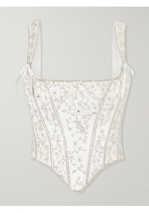 Clio Peppiatt - Brigitte Floral-embellished Corset - Neutrals - xx small,x small,small,medium,large