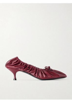 Herbert Levine - Gather Around 55 Bow-detailed Gathered Leather Pumps - Burgundy - IT36,IT36.5,IT37,IT37.5,IT38,IT38.5,IT39,IT39.5,IT40,IT40.5,IT41,IT41.5,IT42