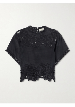 Isabel Marant - Relda Cut-out Ramie Blouse - Black - FR 34,FR 36,FR 38,FR 40,FR 42,FR 44