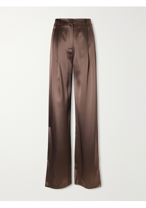VIOLANTE NESSI - Keckler Pleated Satin High-rise Straight-leg Pants - Brown - IT36,IT38,IT40,IT42,IT44,IT46,IT48