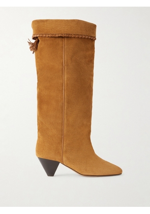 Isabel Marant - Elita Tasseled Leather-trimmed Suede Knee Boots - Brown - FR36,FR37,FR38,FR39,FR40,FR41