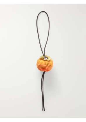 JW Anderson - Persimmon Crocheted Cotton And Leather Bag Charm - Orange - One size