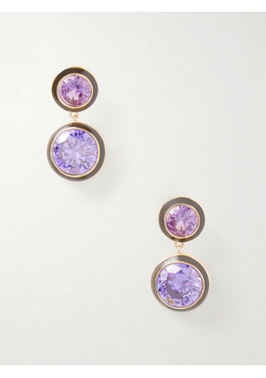 Roxanne Assoulin - The Cubic Double Gold-tone, Cubic Zirconia And Enamel Earrings - Purple - One size
