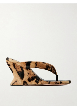Balenciaga - Gaeta Leopard-print Pony Hair Wedge Mules - Animal Print - IT37,IT38,IT39,IT40