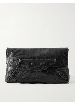 Balenciaga - Le City Crinkled-leather Clutch - Black - One size