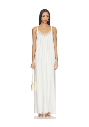 SABLYN Sigrid Relaxed V-neck Dress With Lace in White. Size S. Also in XS, L.