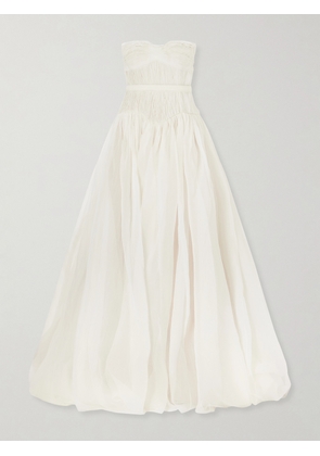 Danielle Frankel - Strapless Bustier Crinkled Silk-organza Gown - Neutrals - US2,US4,US6
