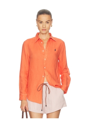 Polo Ralph Lauren Classic Long Sleeve Button Front Shirt in Orange. Size XXS. Also in XS, S, M, L, XL.
