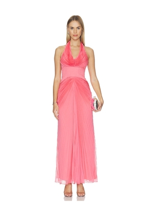 AMUR Enly Pleated Ruched Gown in Pink. Size 00. Also in 0, 2, 4, 6, 8, 10, 12.