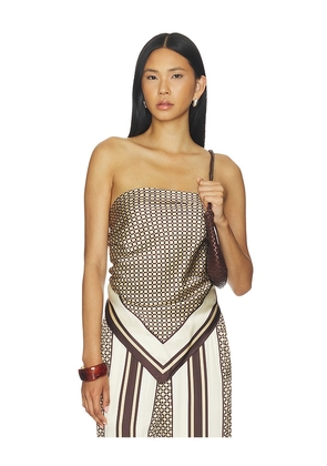 Shona Joy Tyler Silk Scarf Top in Brown.