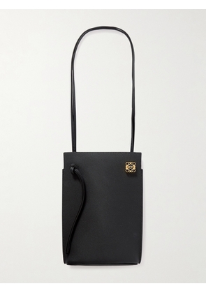 LOEWE - Dice Logo-Embellished Full-Grain Leather Messenger Bag - Men - Black