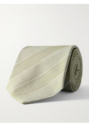 Richard James - 8cm Striped Silk and Linen-Blend Tie - Men - Green