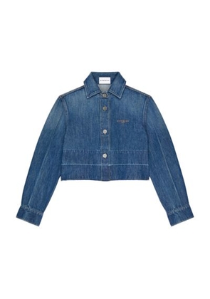 Denim shirt with frayed hem