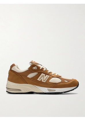 New Balance - 991v1 Suede-Trimmed Mesh Sneakers - Men - Brown - UK Men's 10